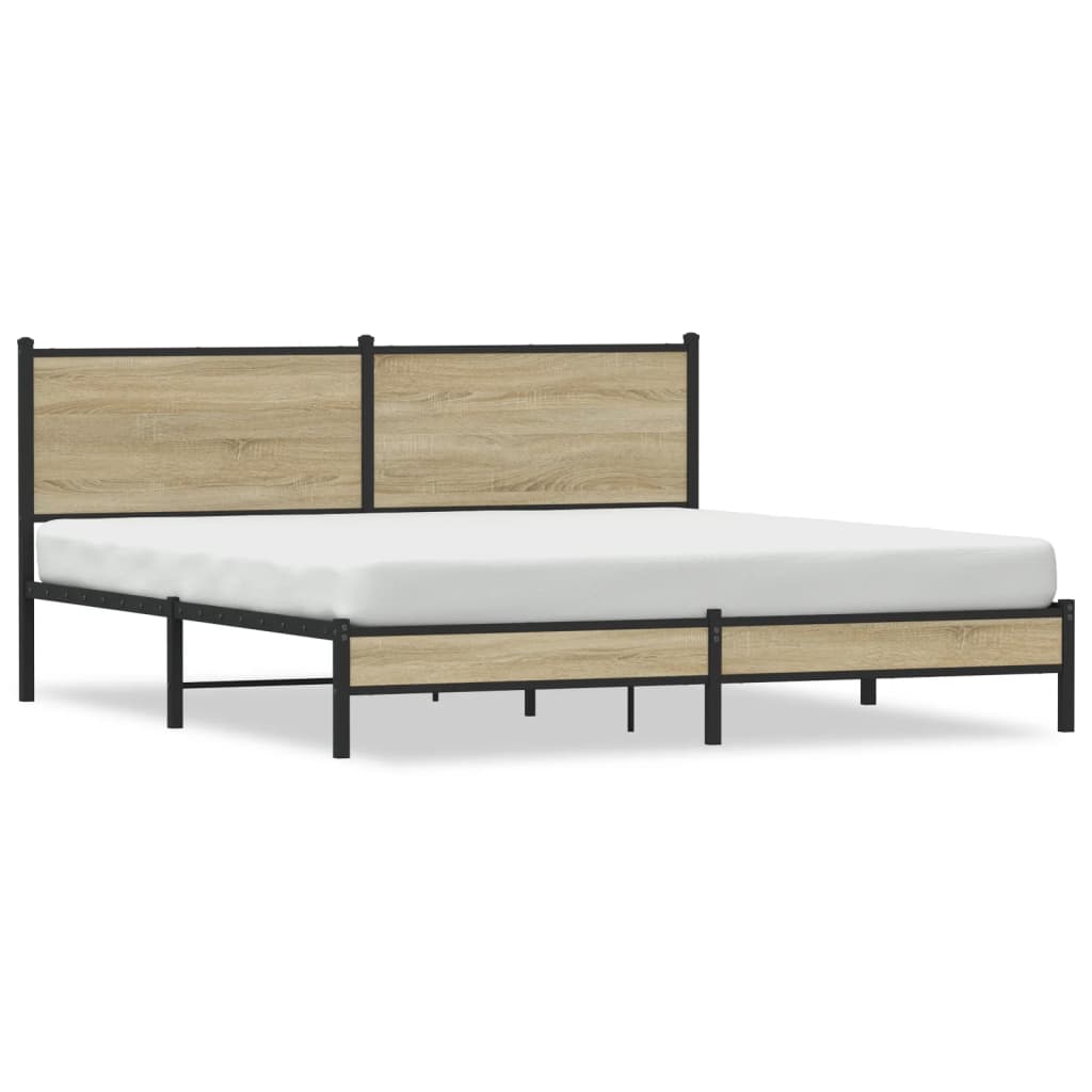 Metal Bed Frame without Mattress Sonoma Oak 180x200 cm Super King