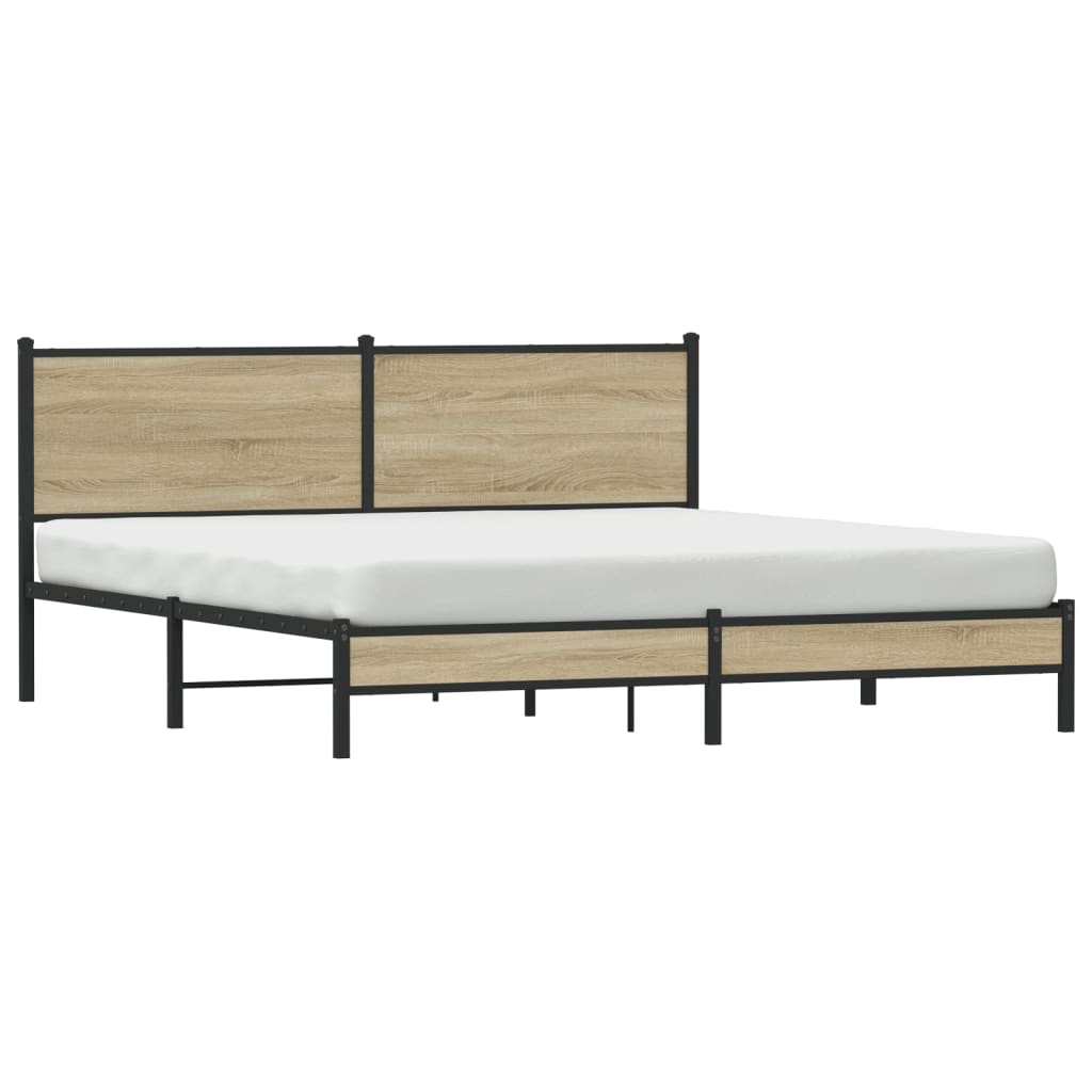 Metal Bed Frame without Mattress Sonoma Oak 180x200 cm Super King