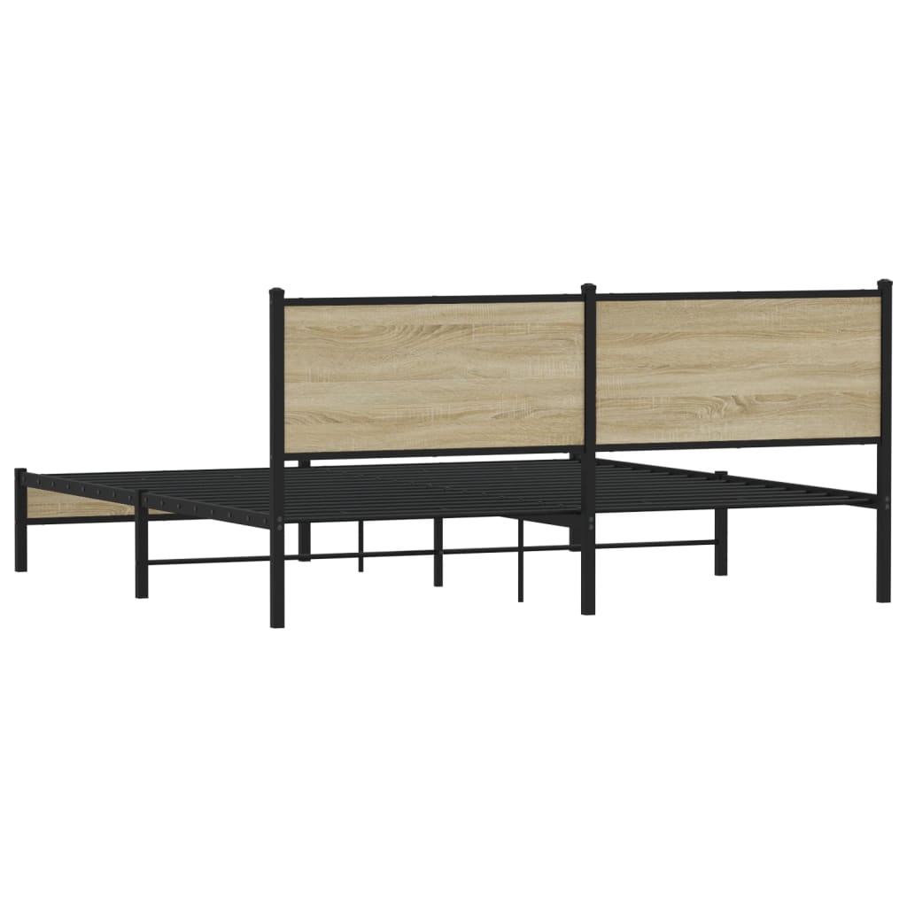 Metal Bed Frame without Mattress Sonoma Oak 183x213 cm