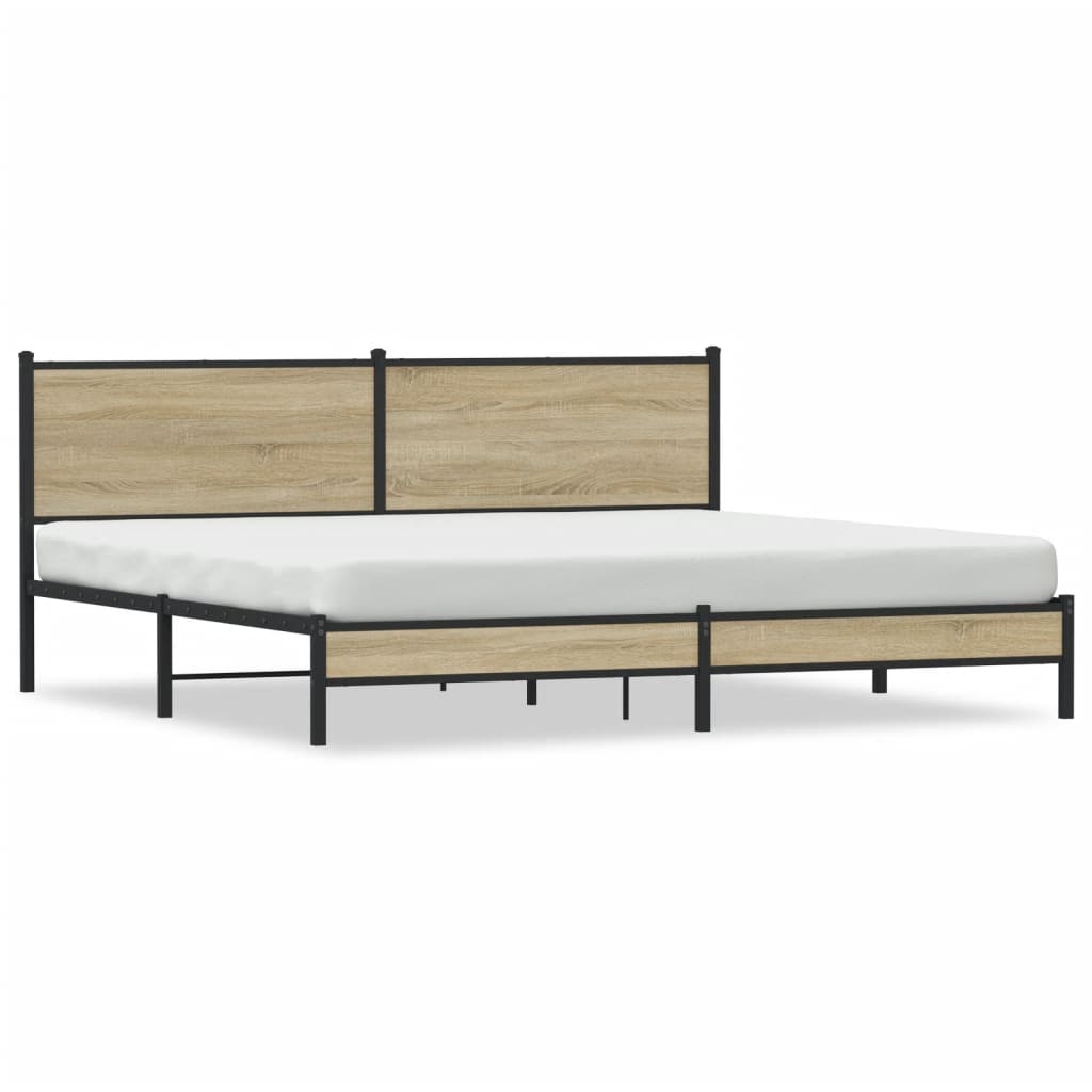 Metal Bed Frame without Mattress Sonoma Oak 200x200 cm