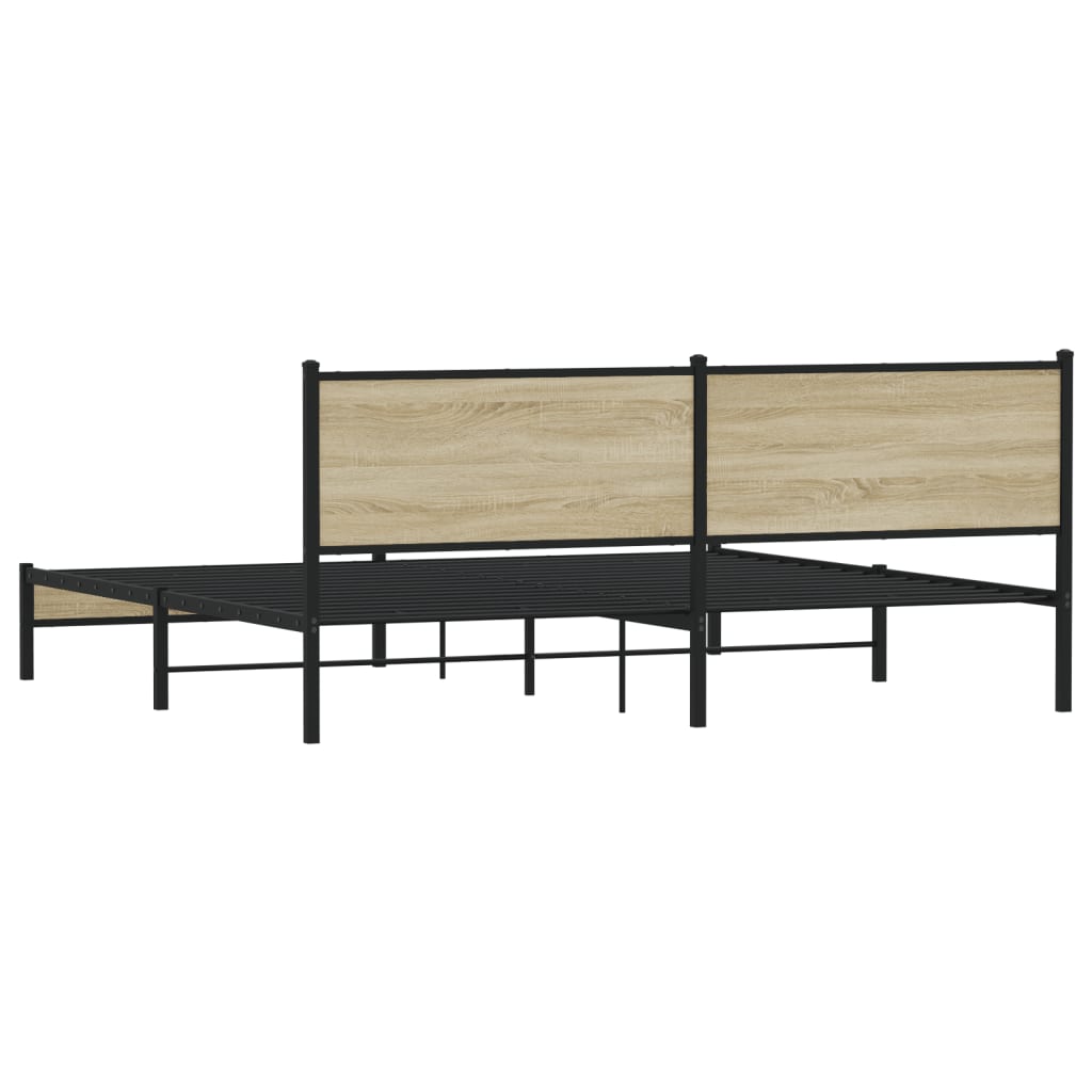 Metal Bed Frame without Mattress Sonoma Oak 200x200 cm