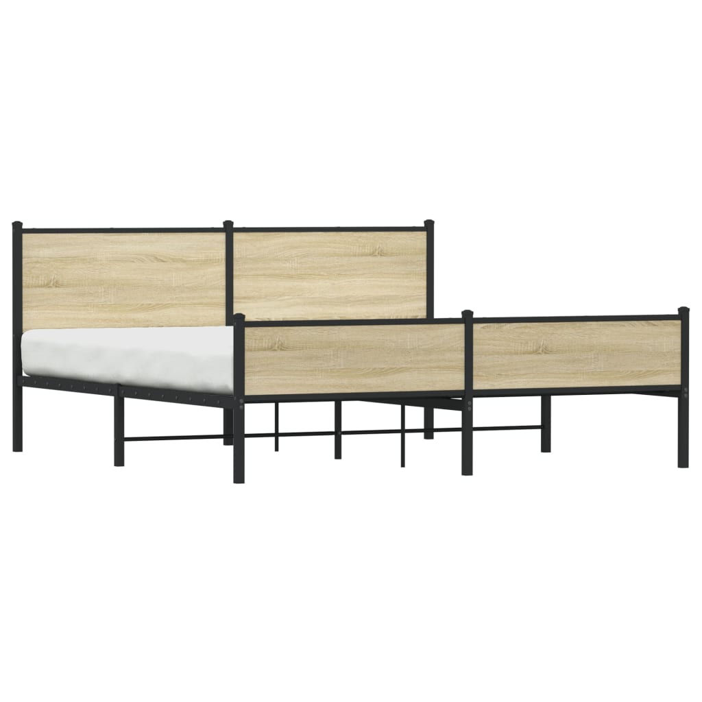 Metal Bed Frame without Mattress Sonoma Oak 160x200 cm
