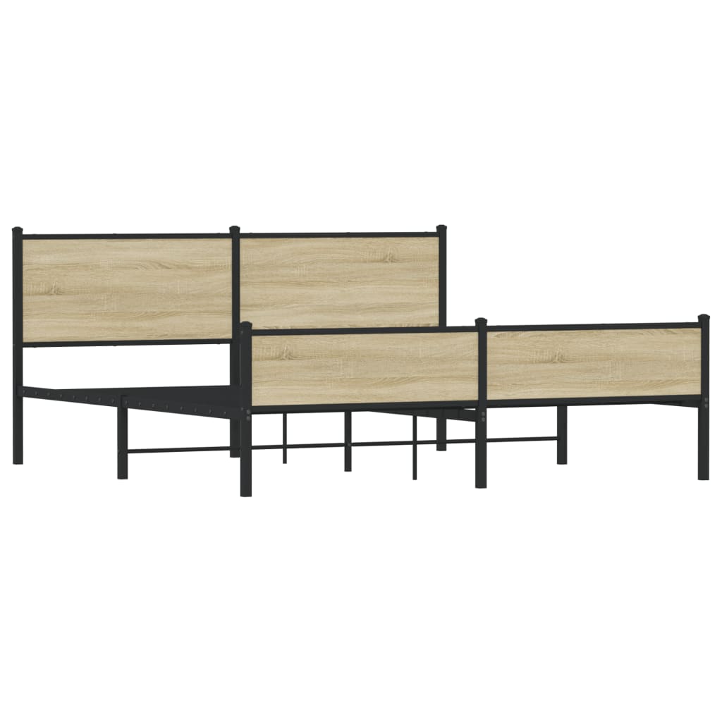 Metal Bed Frame without Mattress Sonoma Oak 160x200 cm