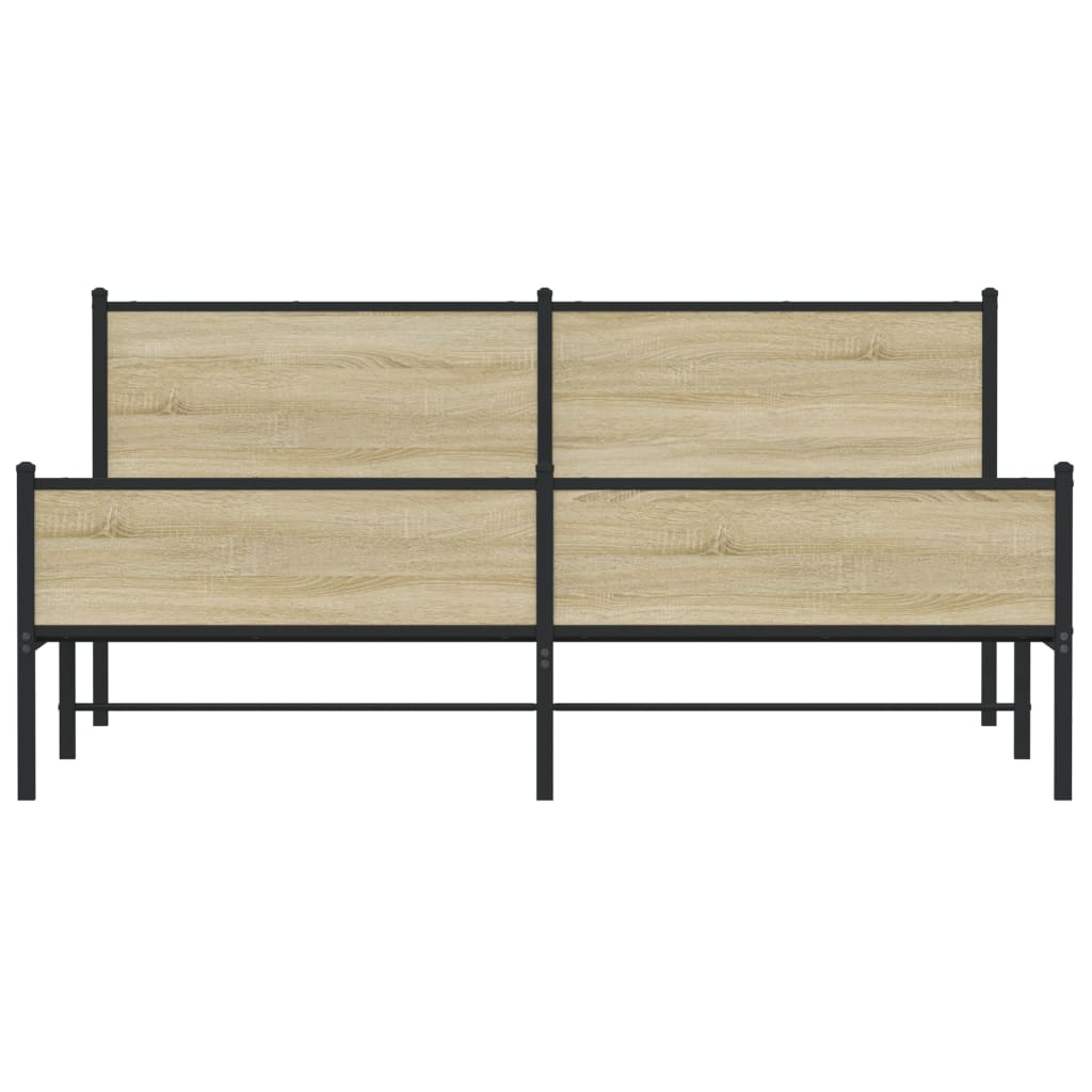 Metal Bed Frame without Mattress Sonoma Oak 160x200 cm