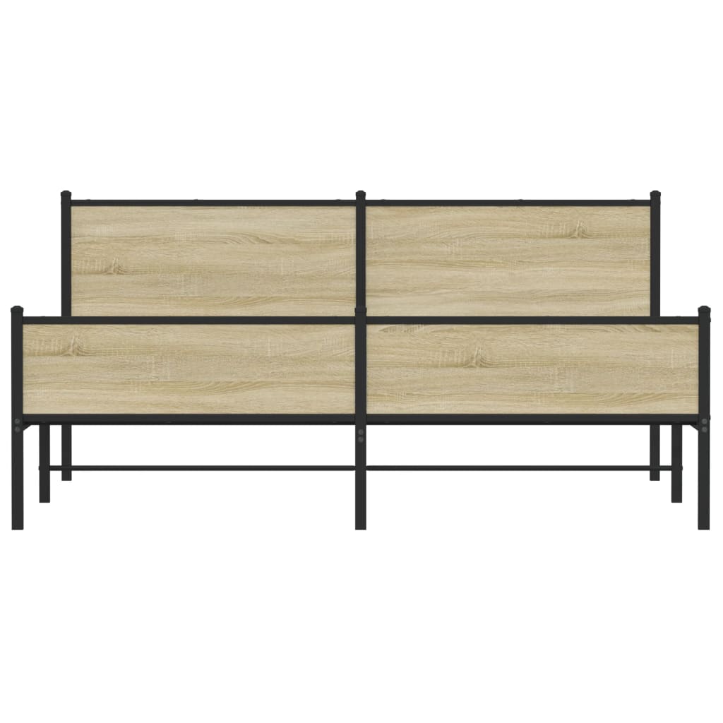 Metal Bed Frame without Mattress Sonoma Oak 183x213 cm