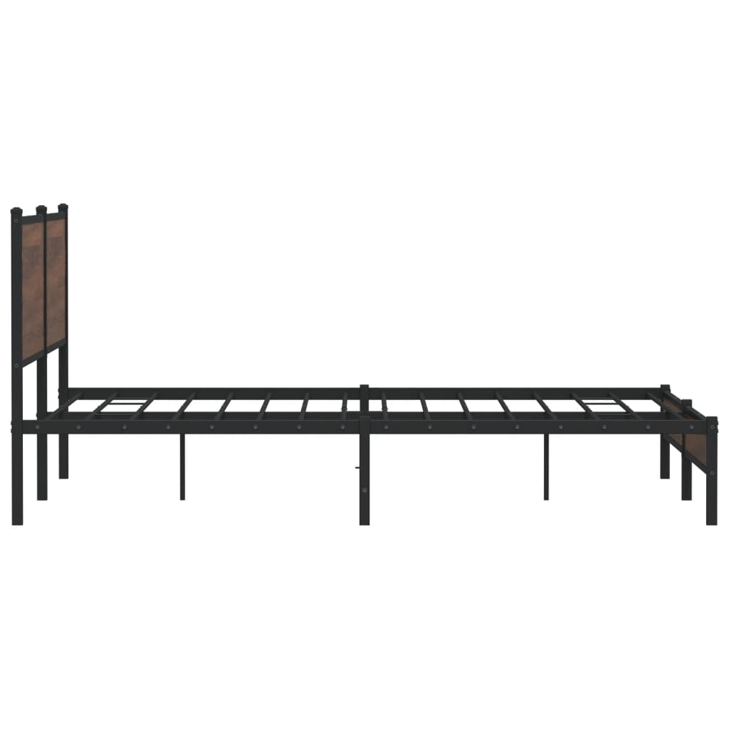 Metal Bed Frame without Mattress Brown Oak 180x200 cm Super King