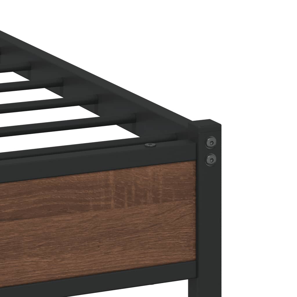 Metal Bed Frame without Mattress Brown Oak 200x200 cm