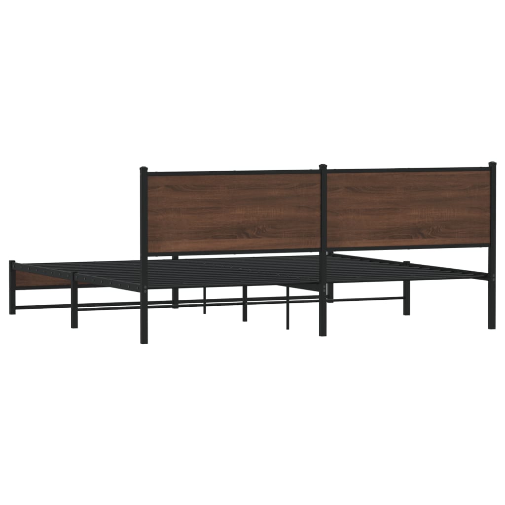 Metal Bed Frame without Mattress Brown Oak 200x200 cm