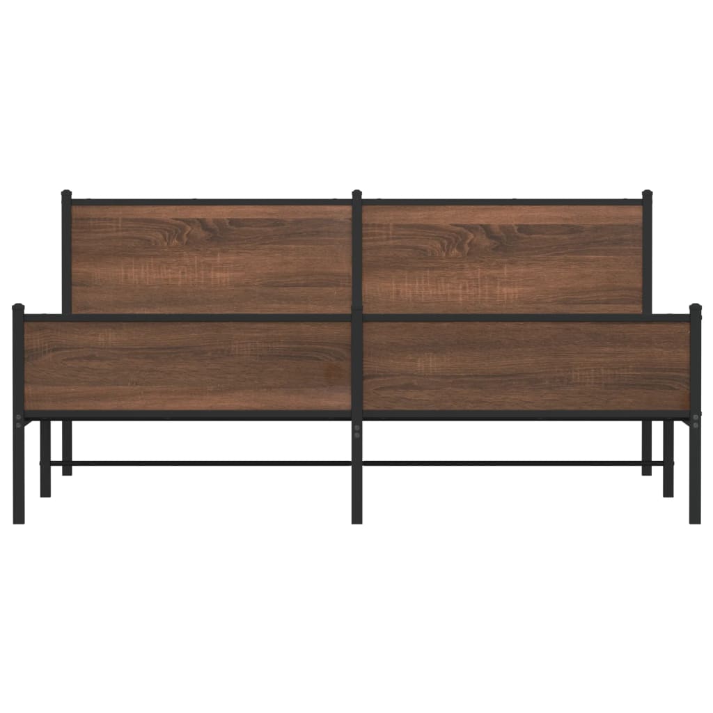 Metal Bed Frame without Mattress Brown Oak 180x200 cm Super King