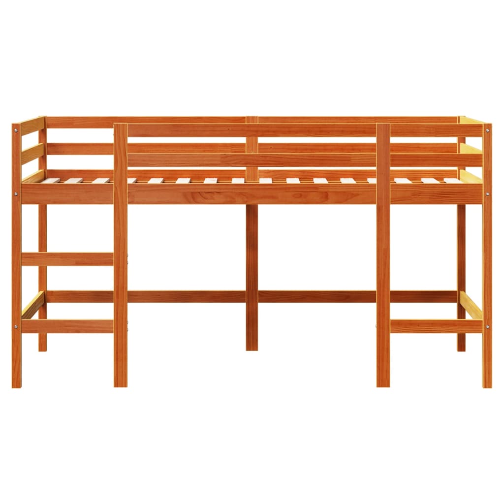 Kids' Loft Bed without Mattress with Ladder Wax Brown 90x190 cm Single