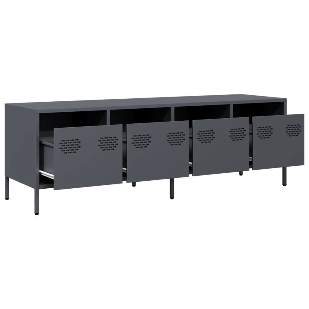 Industrial Steel 53 Inch TV Tele Stand Unit Cabinet With 4 Storage Drawers