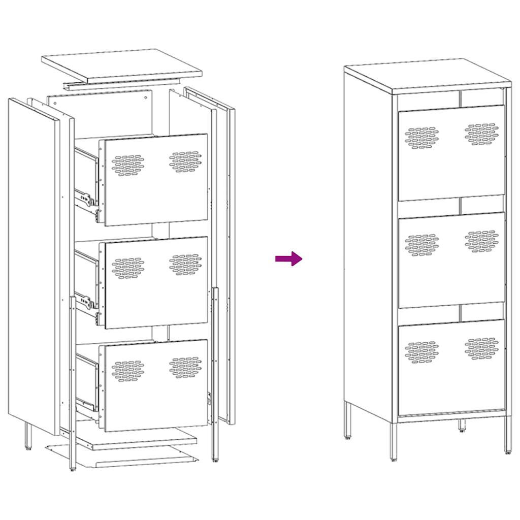 Highboard Black 39x35x103.5 cm Steel