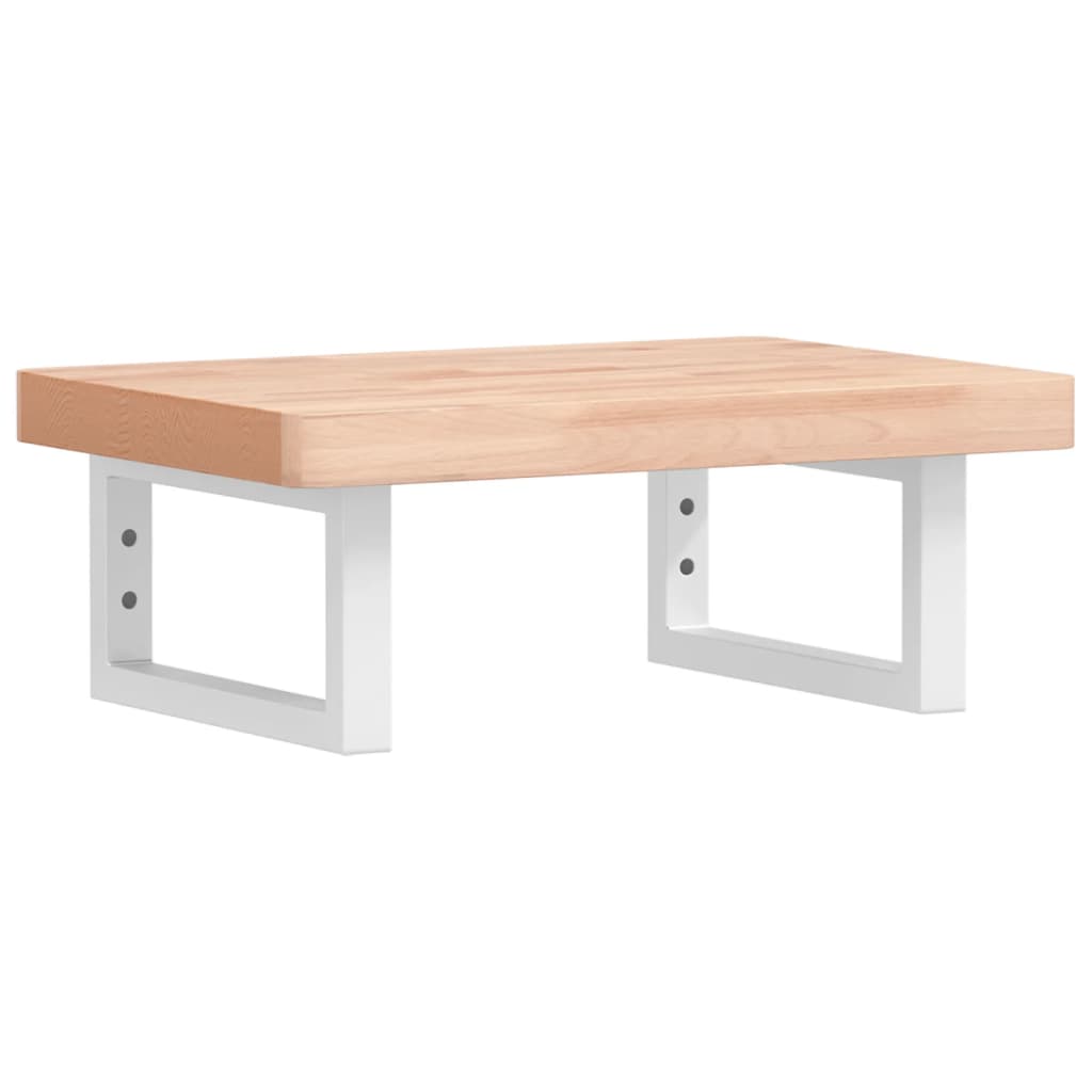 Basin Shelf Wall Mounted Steel and Solid Wood Beech