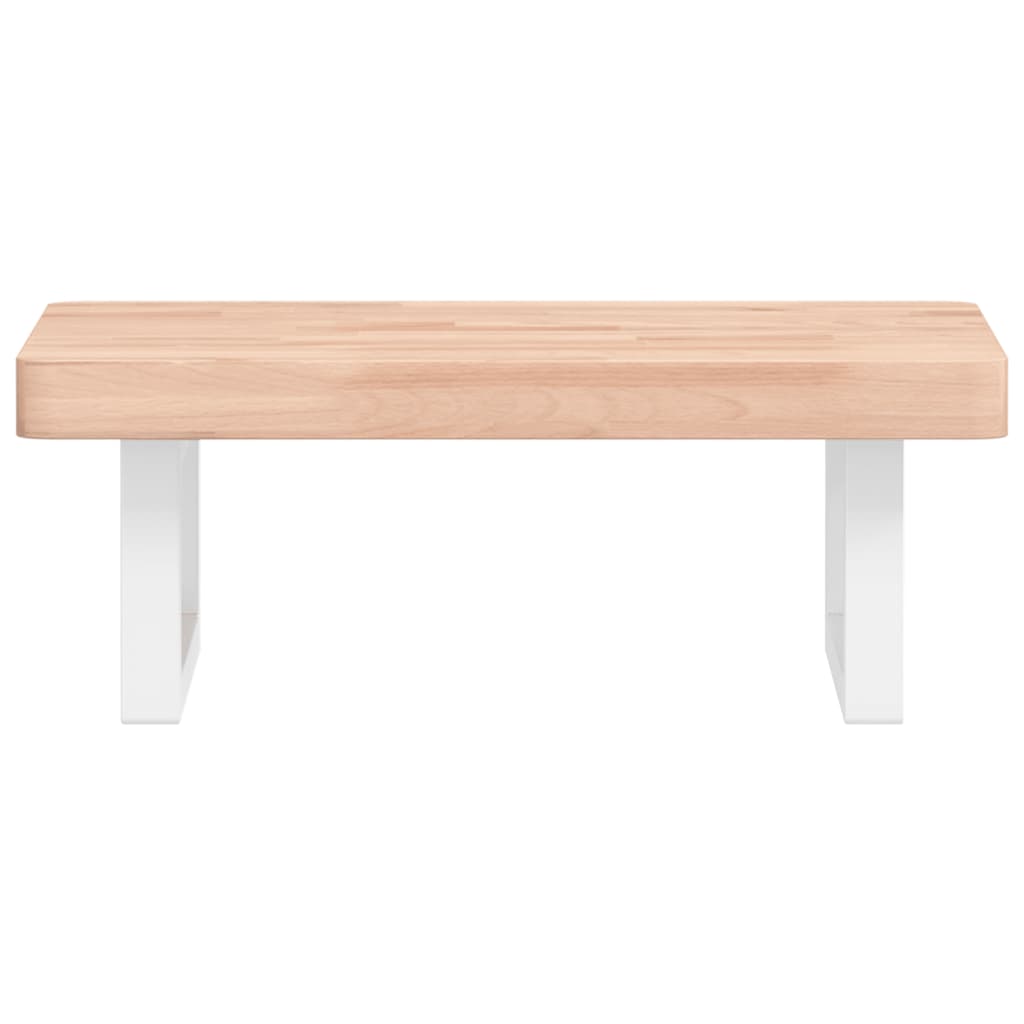 Basin Shelf Wall Mounted Steel and Solid Wood Beech