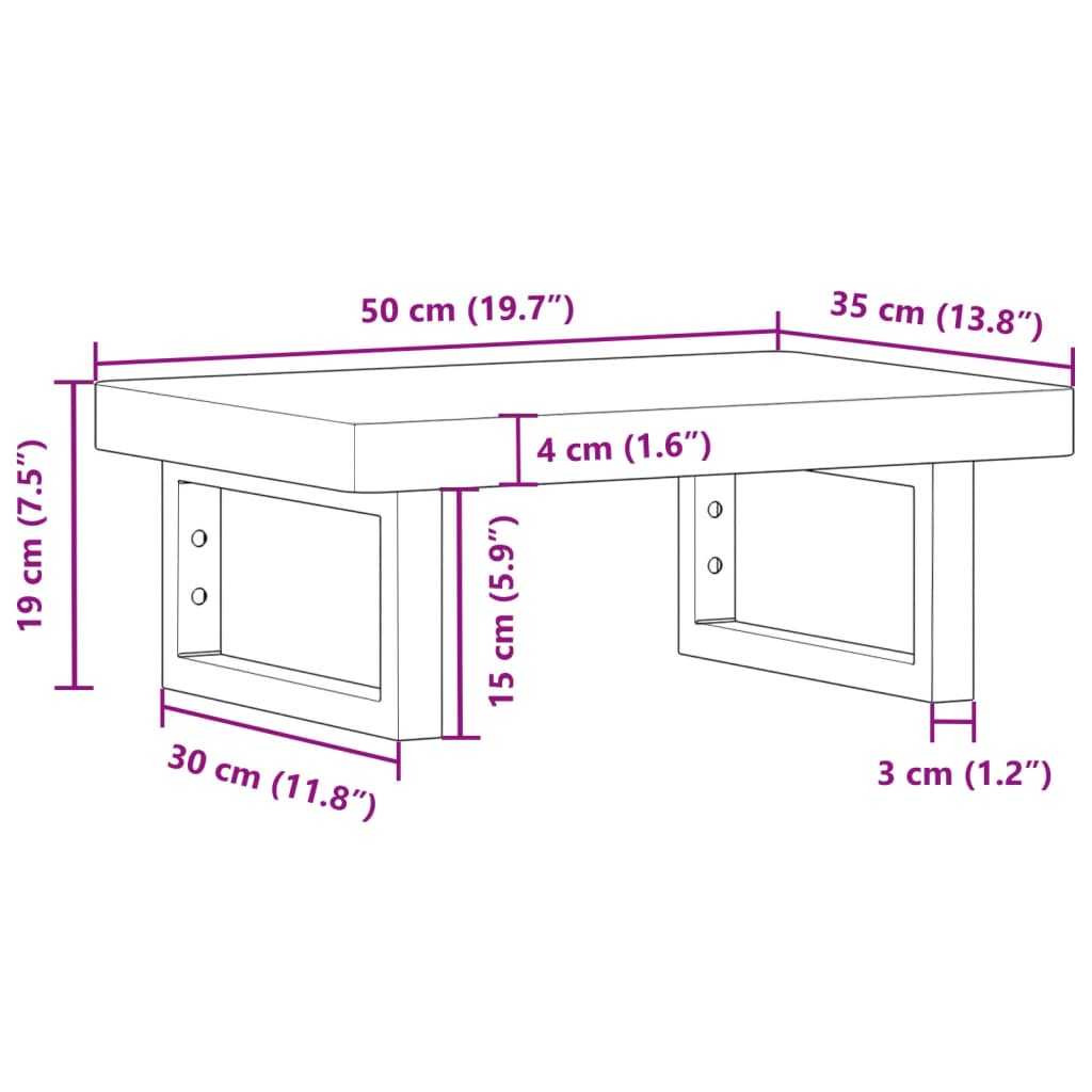Basin Shelf Wall Mounted Steel and Solid Wood Beech