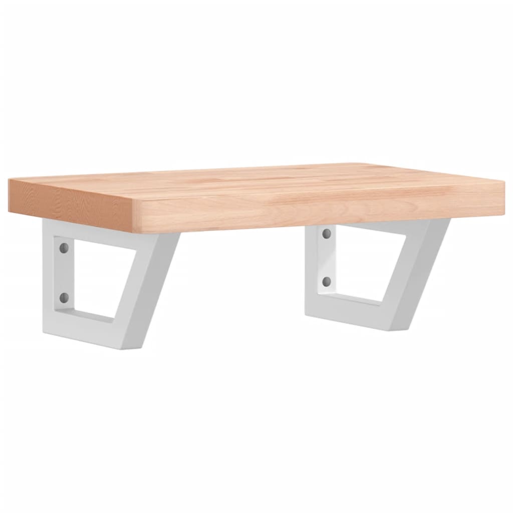Basin Shelf Wall Mounted Steel and Solid Wood Beech