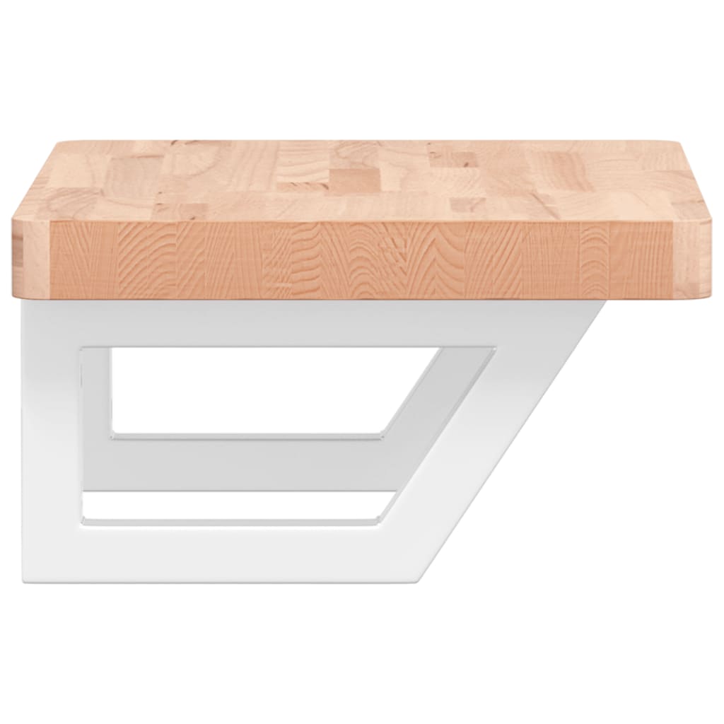 Basin Shelf Wall Mounted Steel and Solid Wood Beech