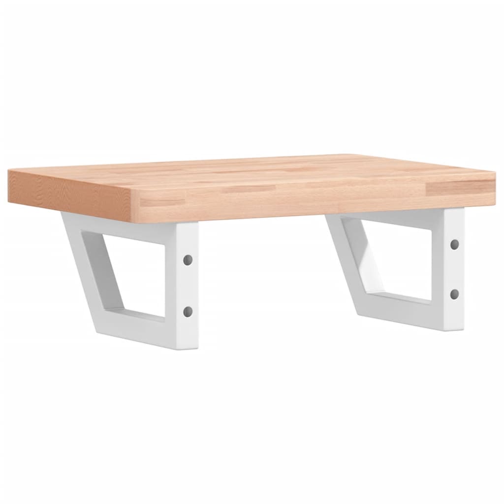 Basin Shelf Wall Mounted Steel and Solid Wood Beech