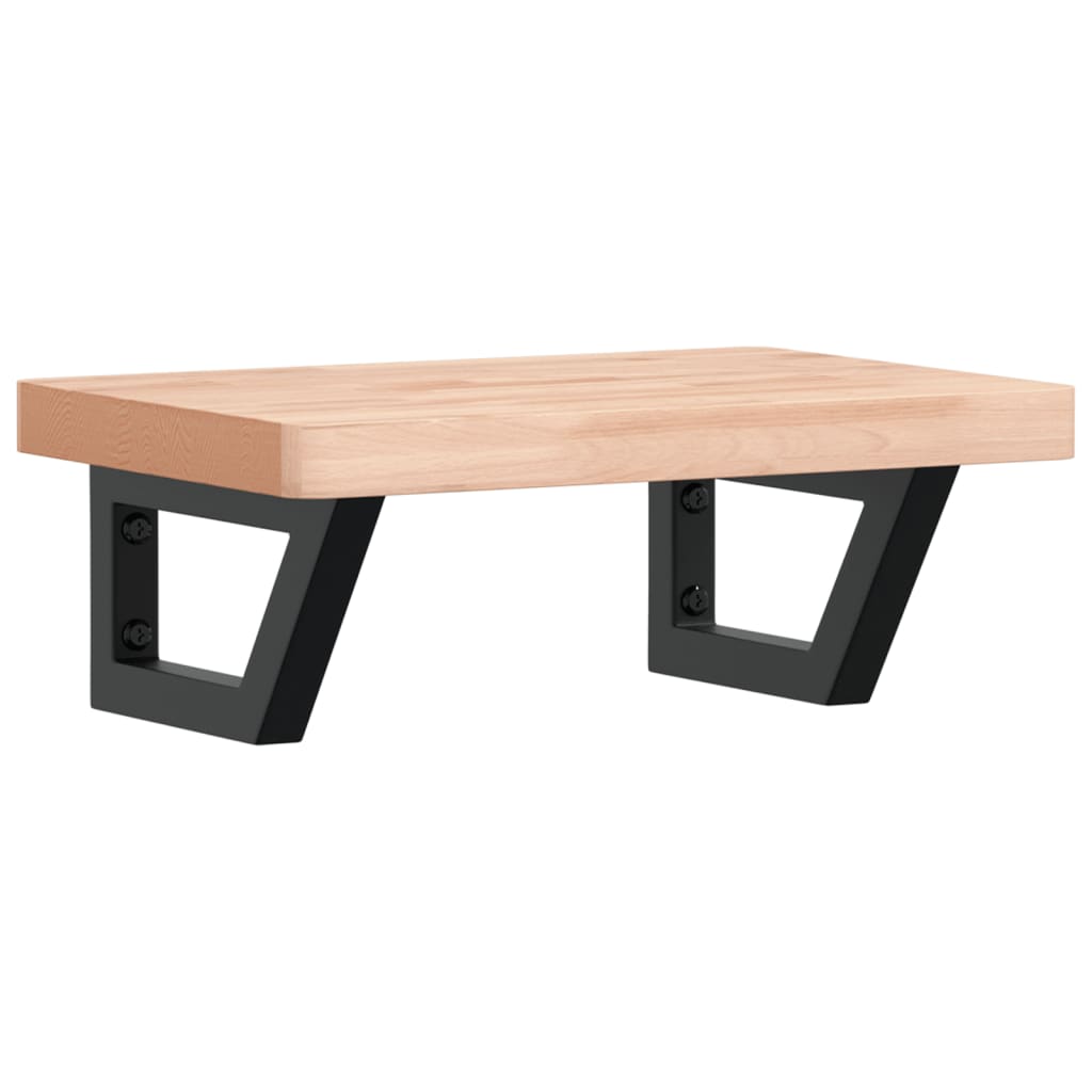 Basin Shelf Wall Mounted Steel and Solid Wood Beech