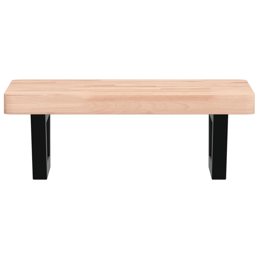 Basin Shelf Wall Mounted Steel and Solid Wood Beech