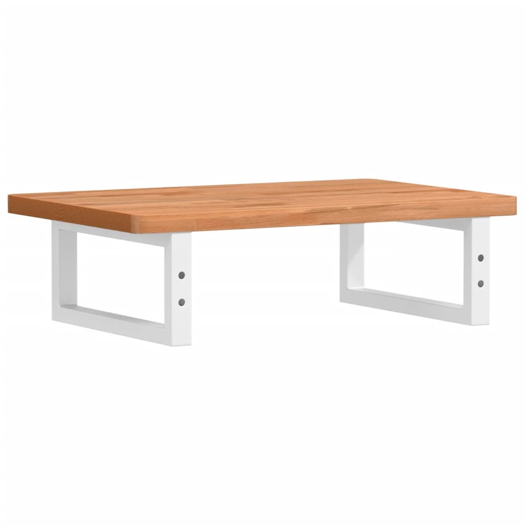 Basin Shelf Wall Mounted Steel and Solid Wood Beech