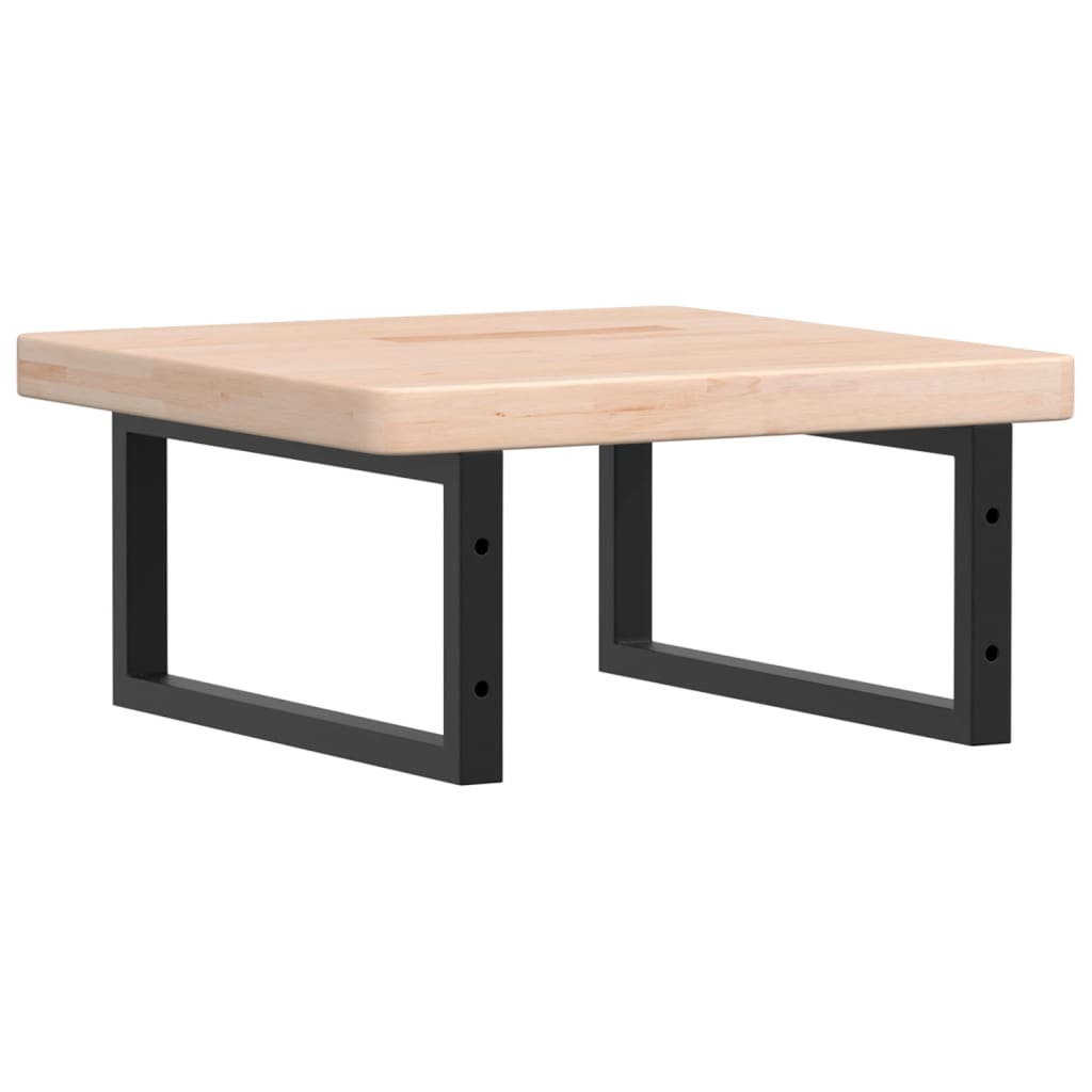 Basin Shelf Wall Mounted Steel and Solid Wood Oak