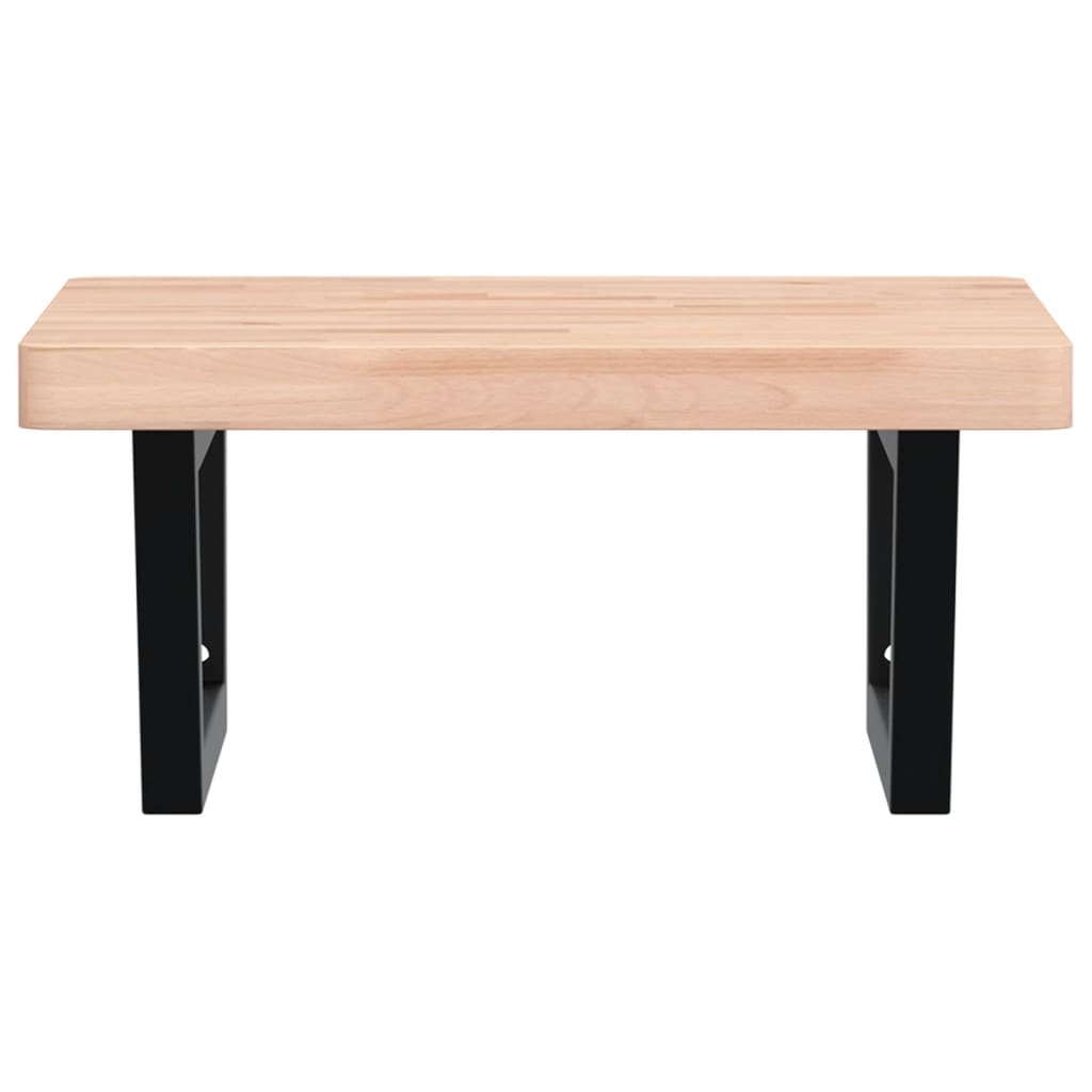 Basin Shelf Wall Mounted Steel and Solid Wood Beech