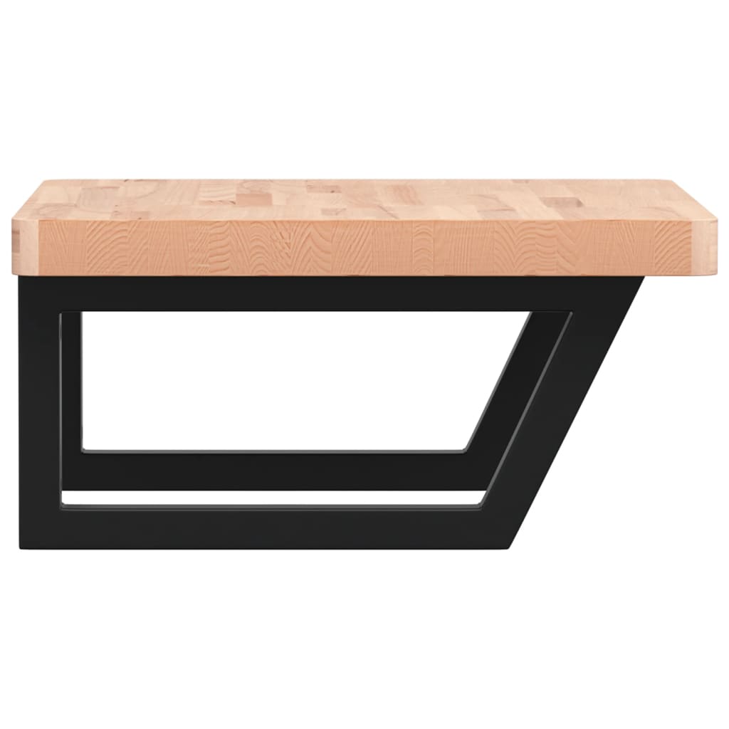 Basin Shelf Wall Mounted Steel and Solid Wood Beech