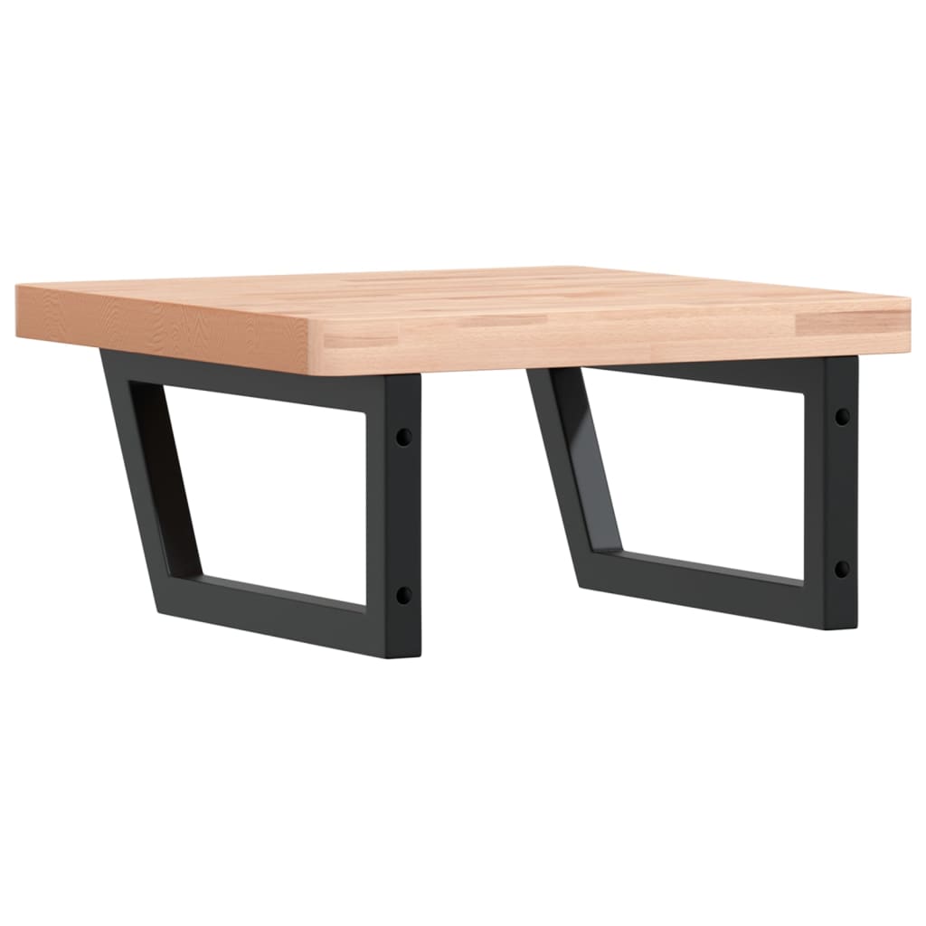 Basin Shelf Wall Mounted Steel and Solid Wood Beech