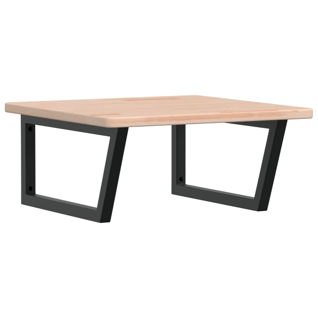 Basin Shelf Wall Mounted Steel and Solid Wood Oak