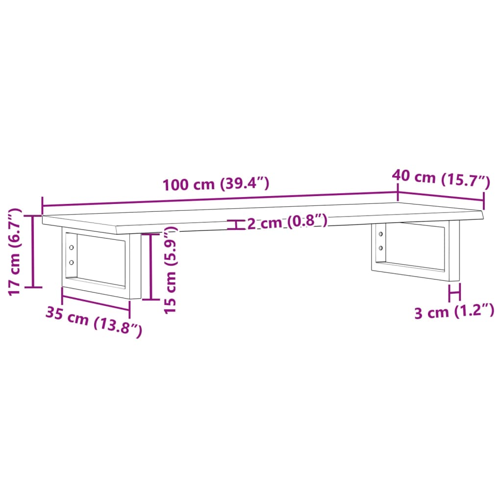 Basin Shelf Wall Mounted Steel and Solid Wood Oak