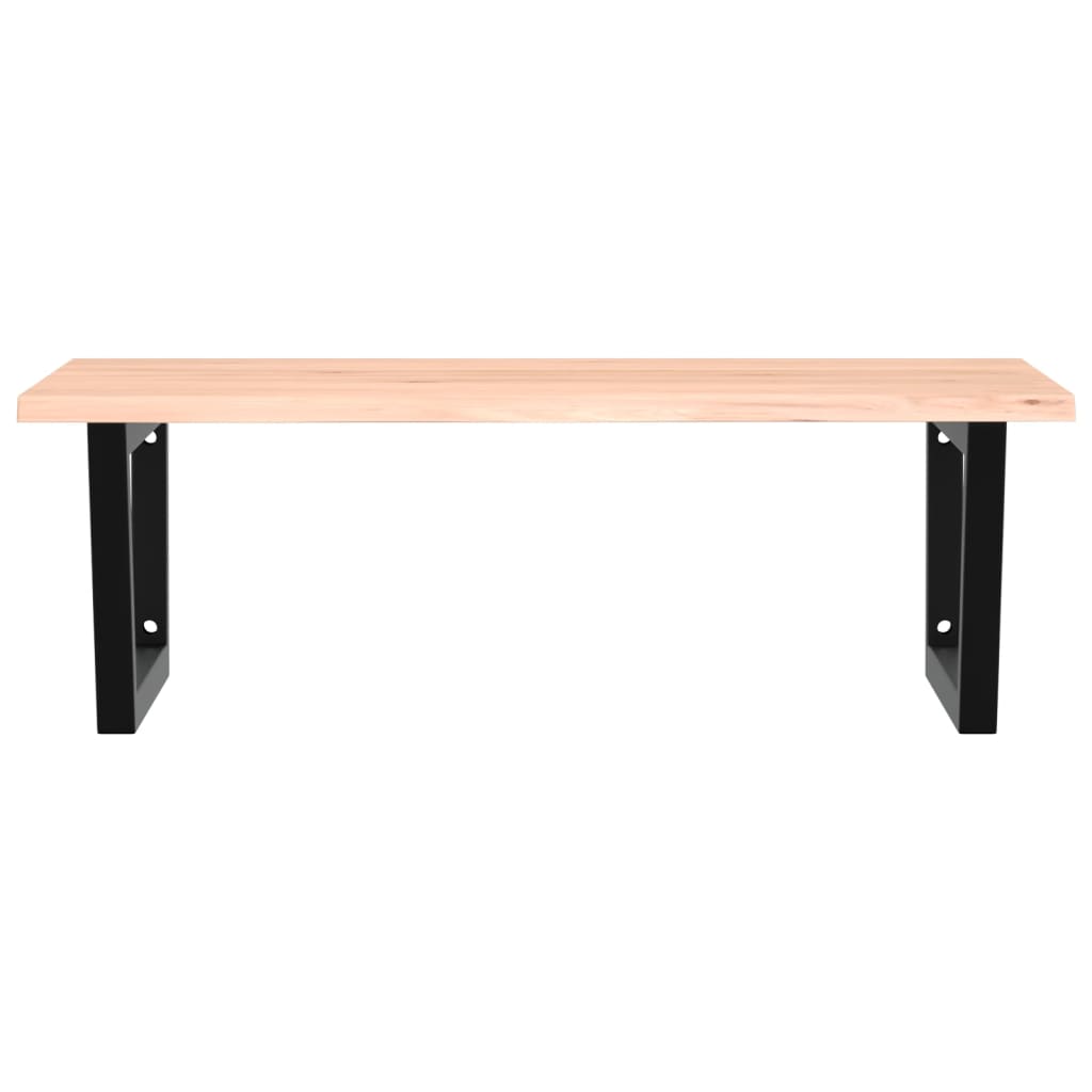 Basin Shelf Wall Mounted Steel and Solid Wood Oak