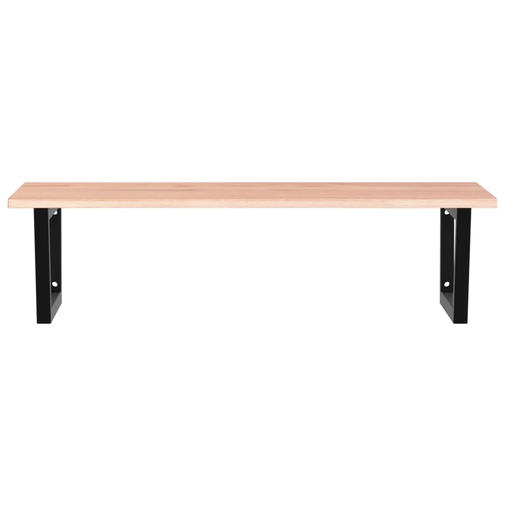 Basin Shelf Wall Mounted Steel and Solid Wood Oak