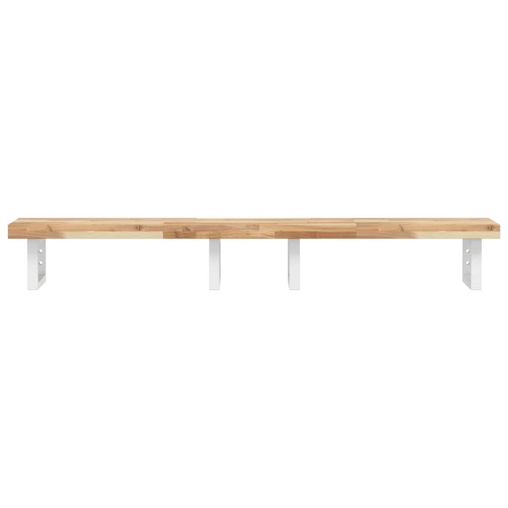 Basin Shelf Wall Mounted Steel and Solid Wood Acacia