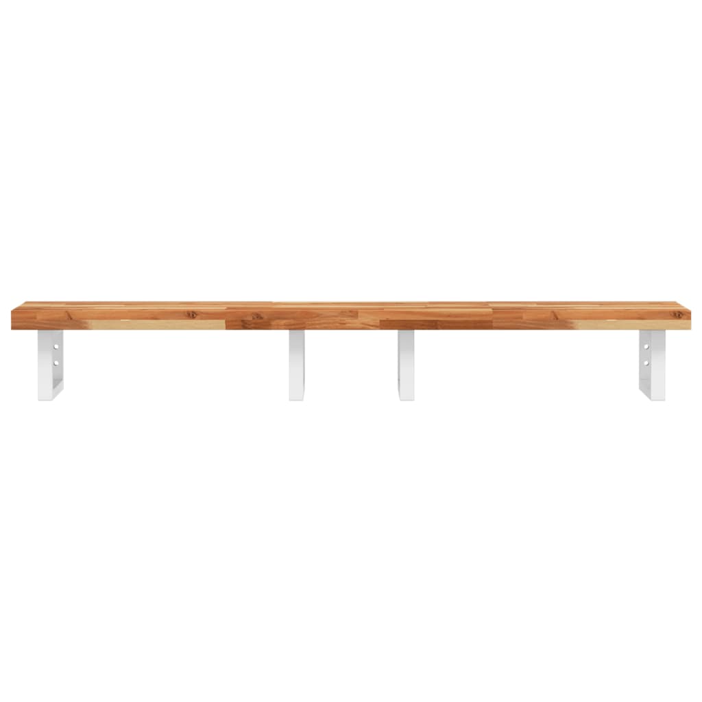 Basin Shelf Wall Mounted Steel and Solid Wood Acacia