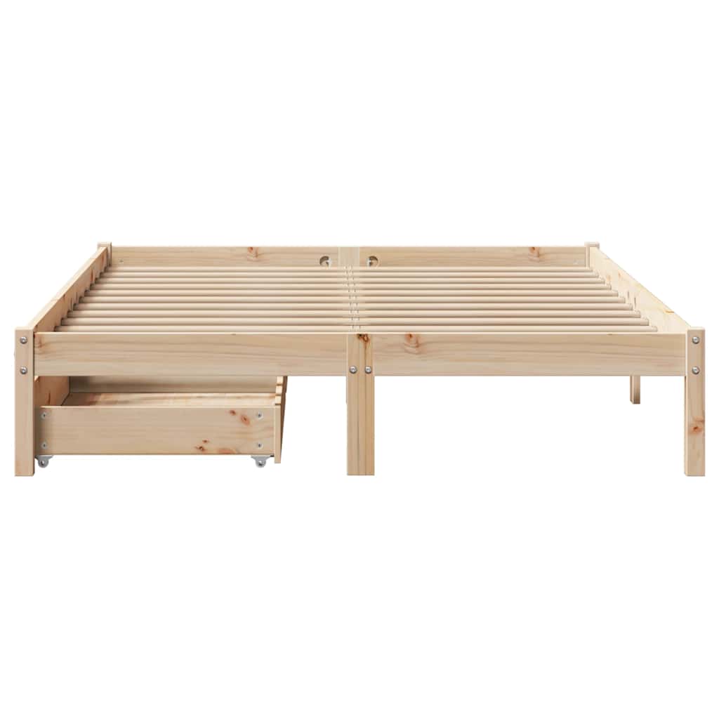 Bed Frame without Mattress 135x190 cm Double Solid Wood Pine