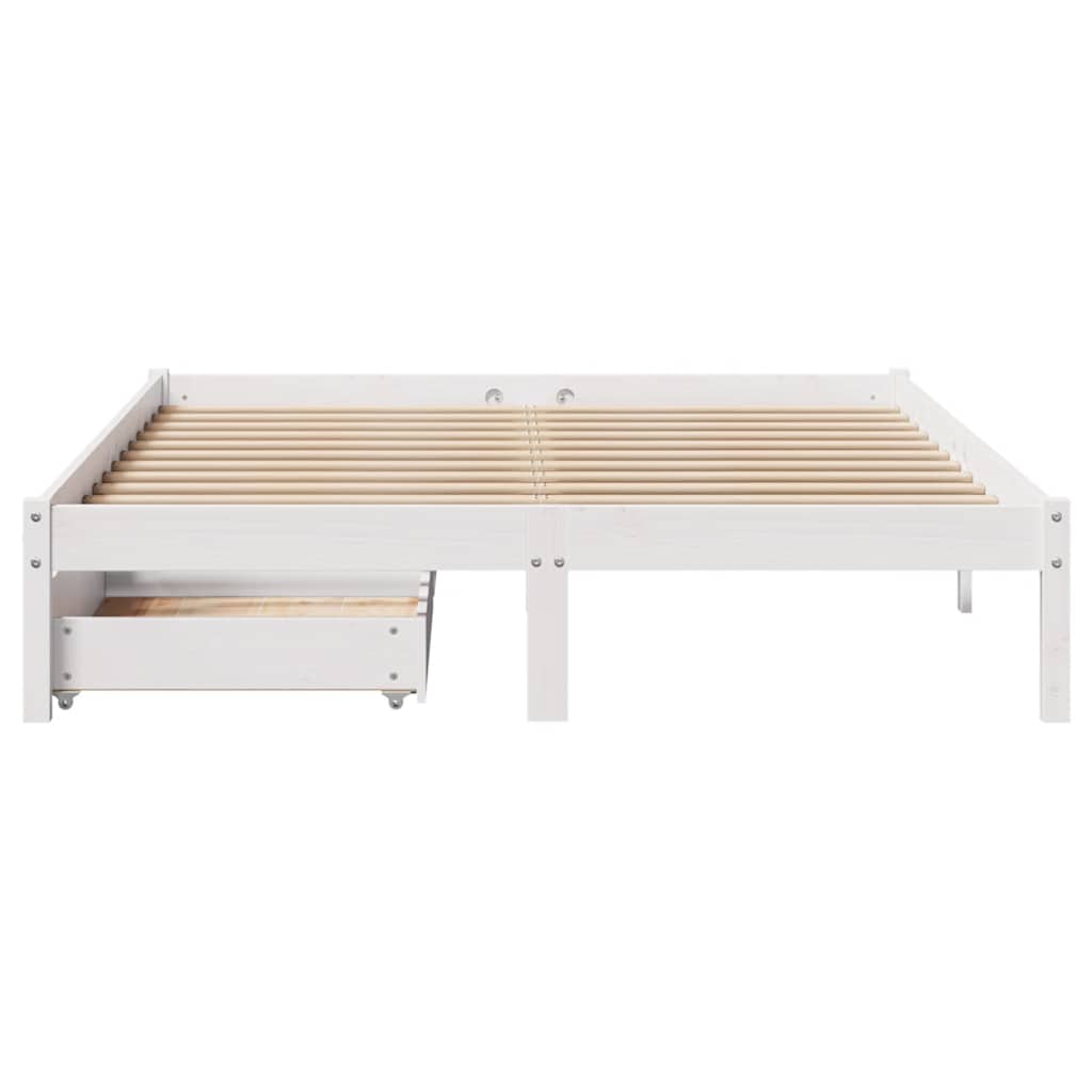 Bed Frame without Mattress White 140x190 cm Solid Wood Pine