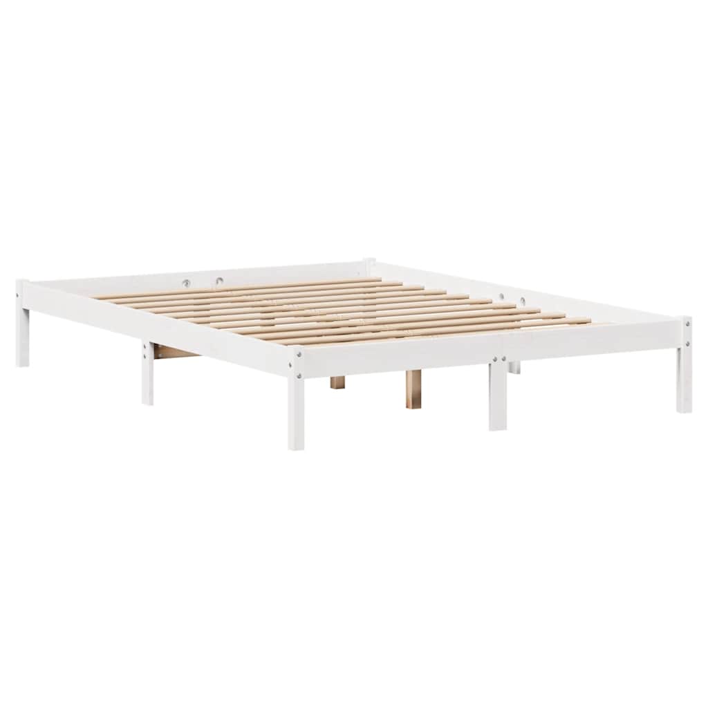 Bed Frame without Mattress White 140x190 cm Solid Wood Pine