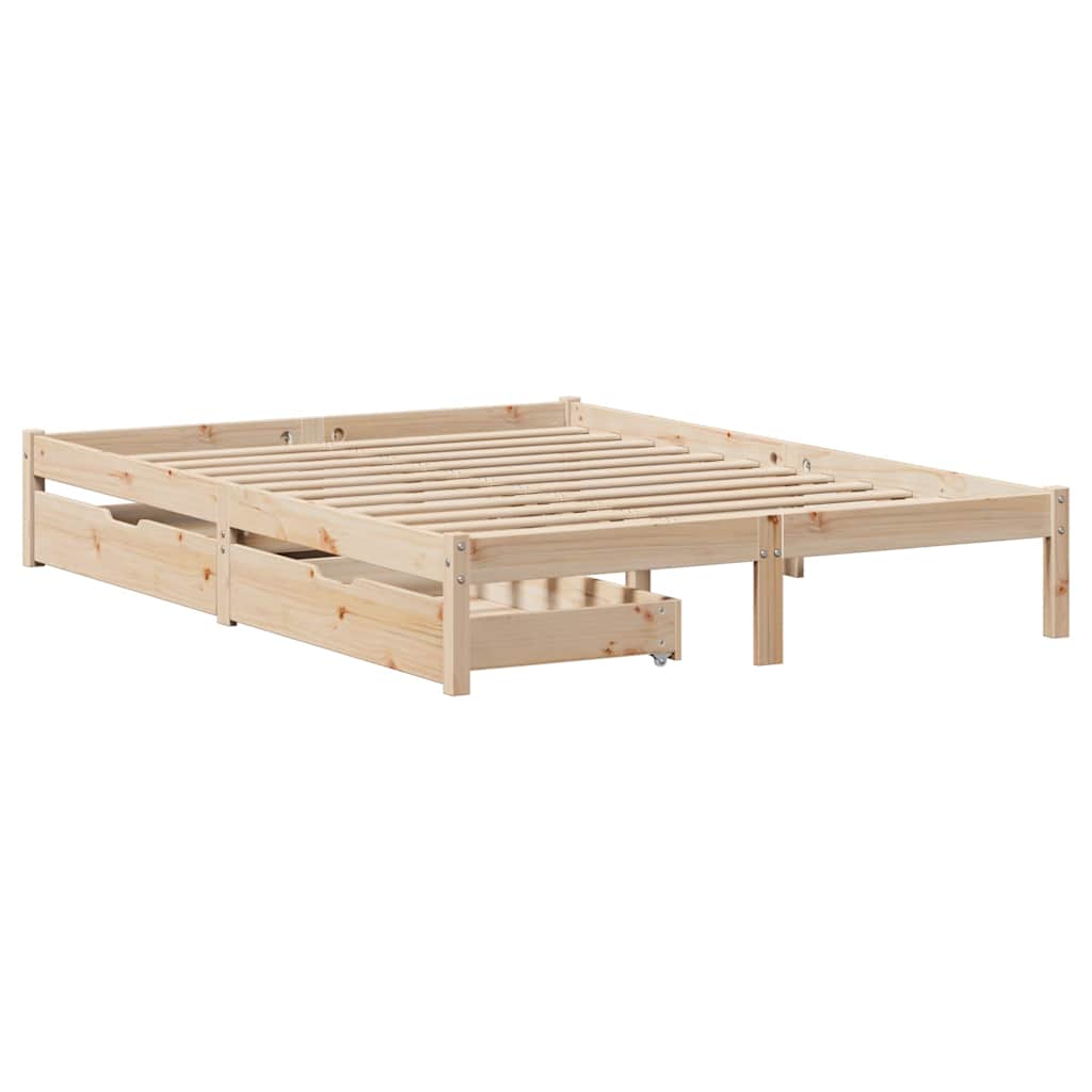 Bed Frame without Mattress 140x200 cm Solid Wood Pine