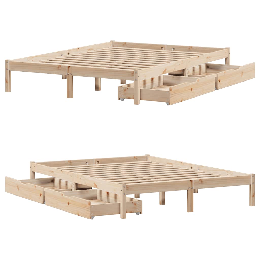 Bed Frame without Mattress 140x200 cm Solid Wood Pine