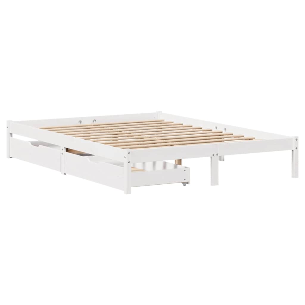 Bed Frame without Mattress White 140x200 cm Solid Wood Pine