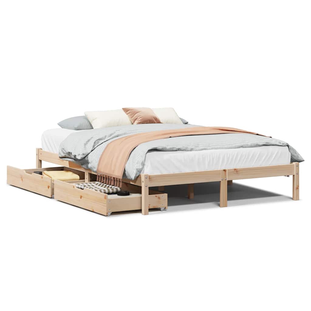 Bed Frame without Mattress 150x200 cm King Size Solid Wood Pine