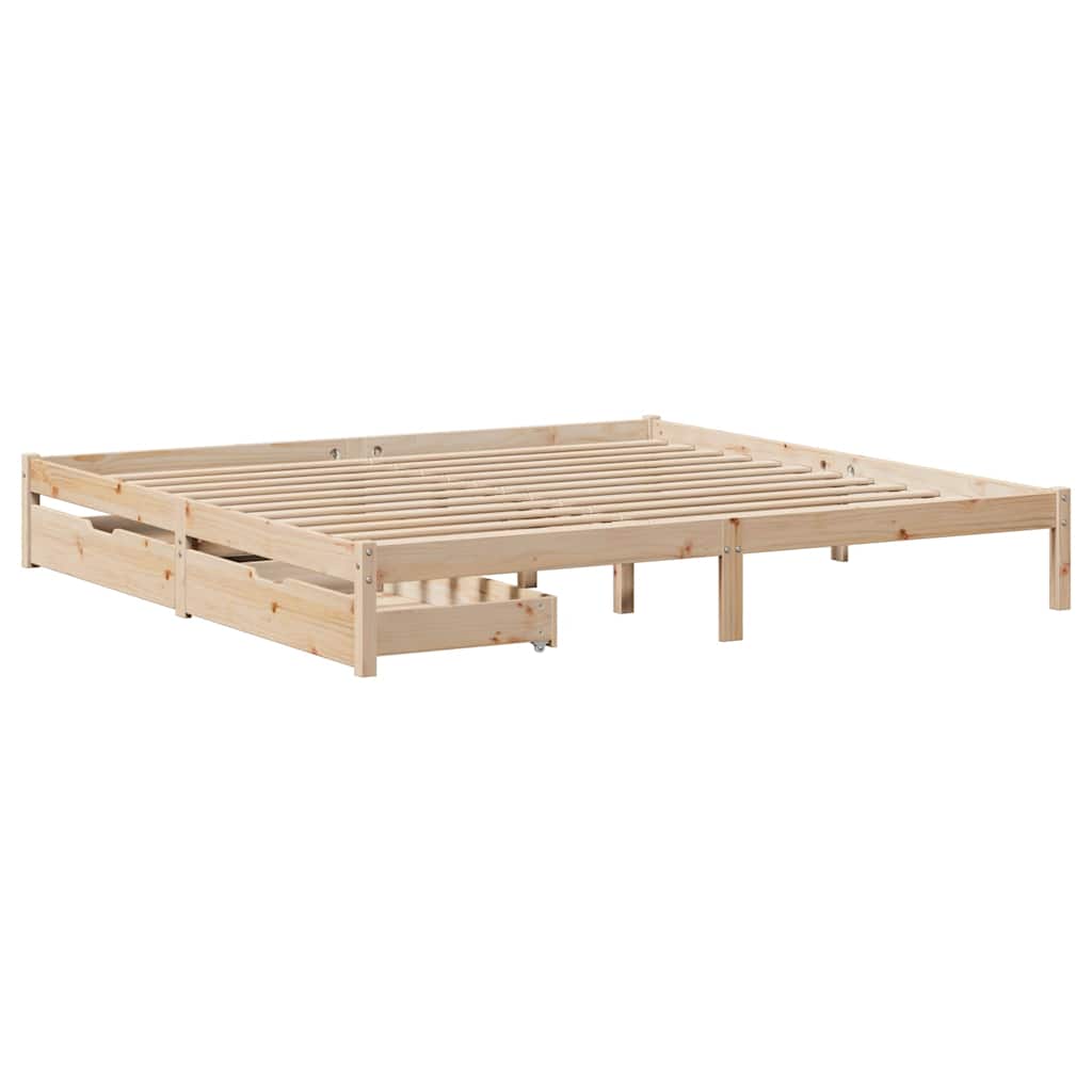 Bed Frame without Mattress 200x200 cm Solid Wood Pine