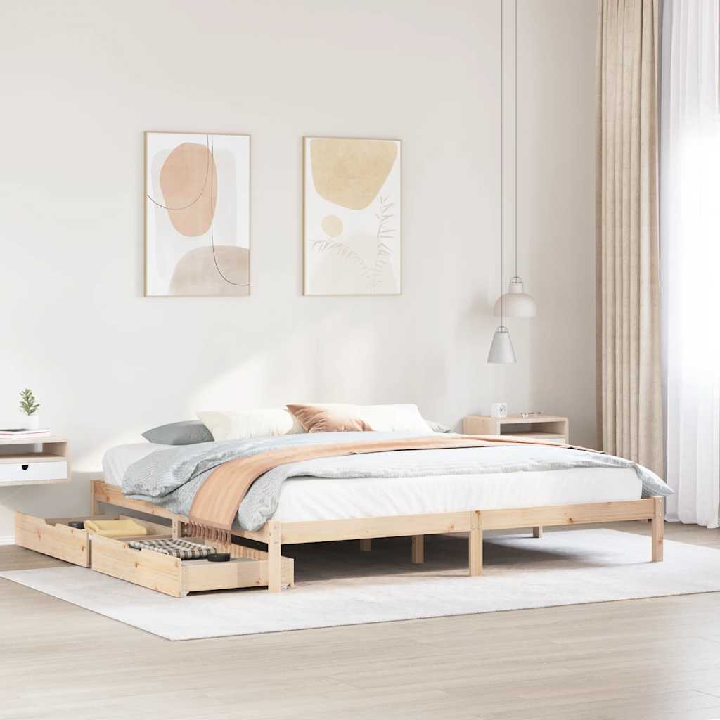 Bed Frame without Mattress 200x200 cm Solid Wood Pine