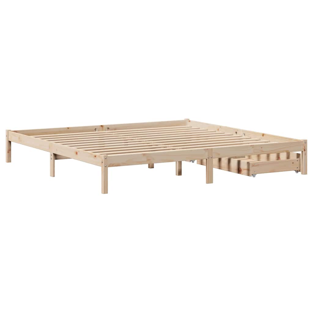 Bed Frame without Mattress 200x200 cm Solid Wood Pine