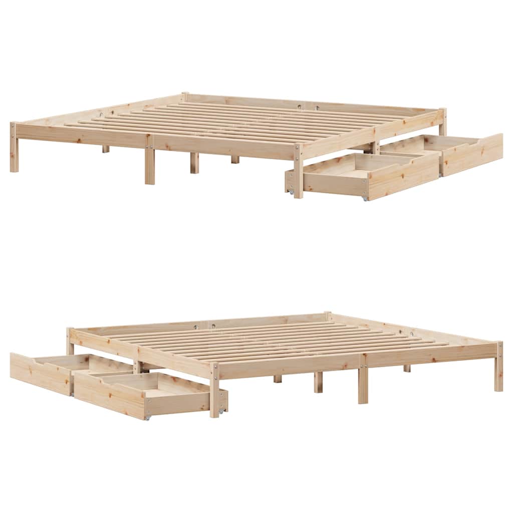 Bed Frame without Mattress 200x200 cm Solid Wood Pine
