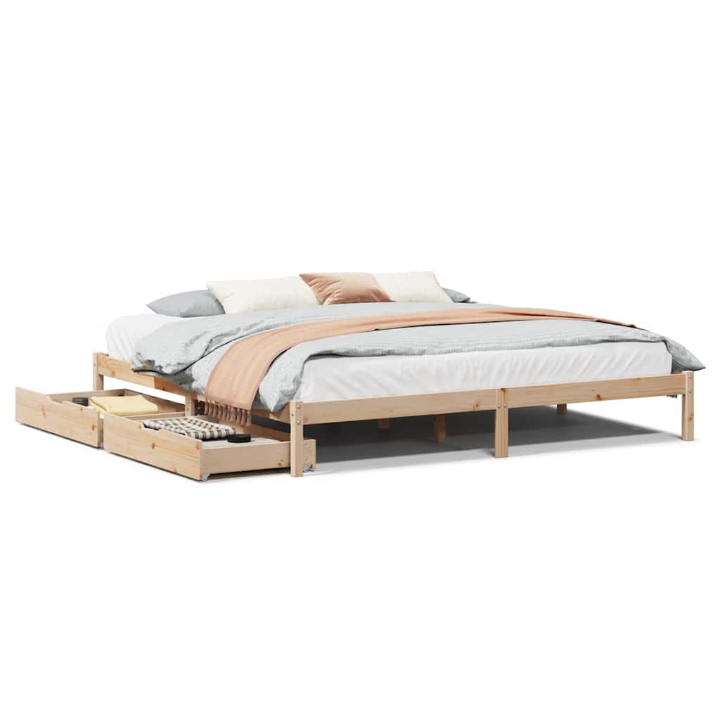 Bed Frame without Mattress 200x200 cm Solid Wood Pine