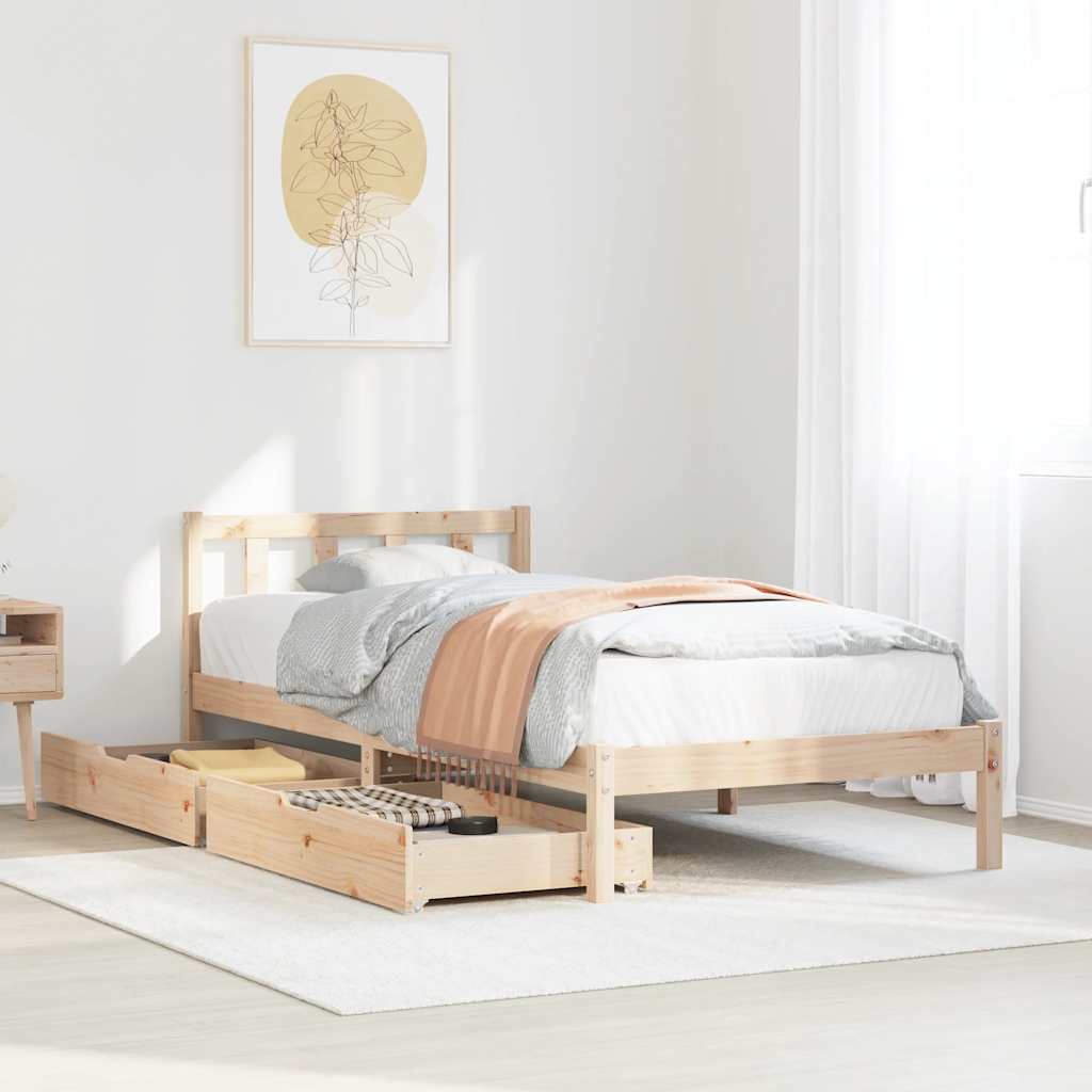 Bed Frame without Mattress 90x190 cm Single Solid Wood Pine