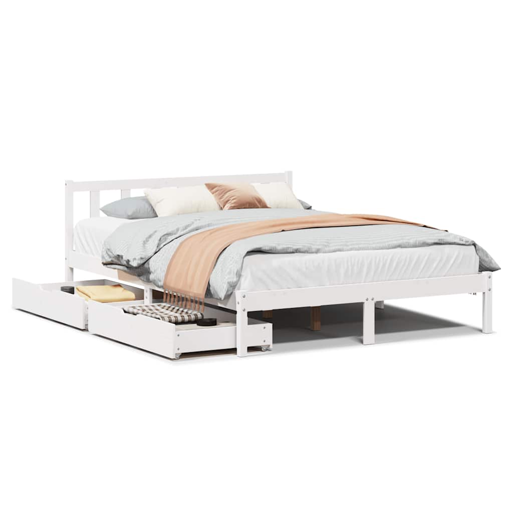 Bed Frame without Mattress White 120x190 cm Small Double Solid Wood Pine