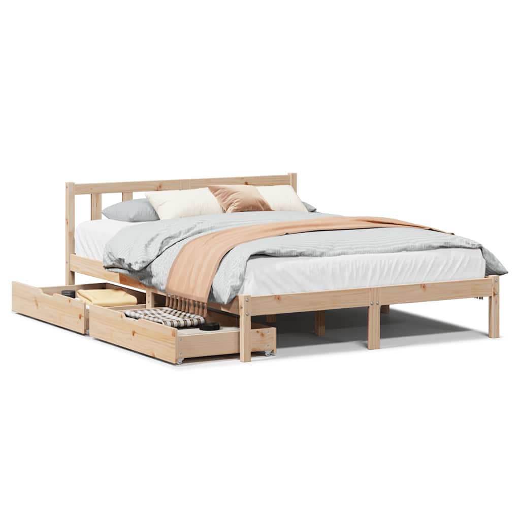 Bed Frame without Mattress 135x190 cm Double Solid Wood Pine